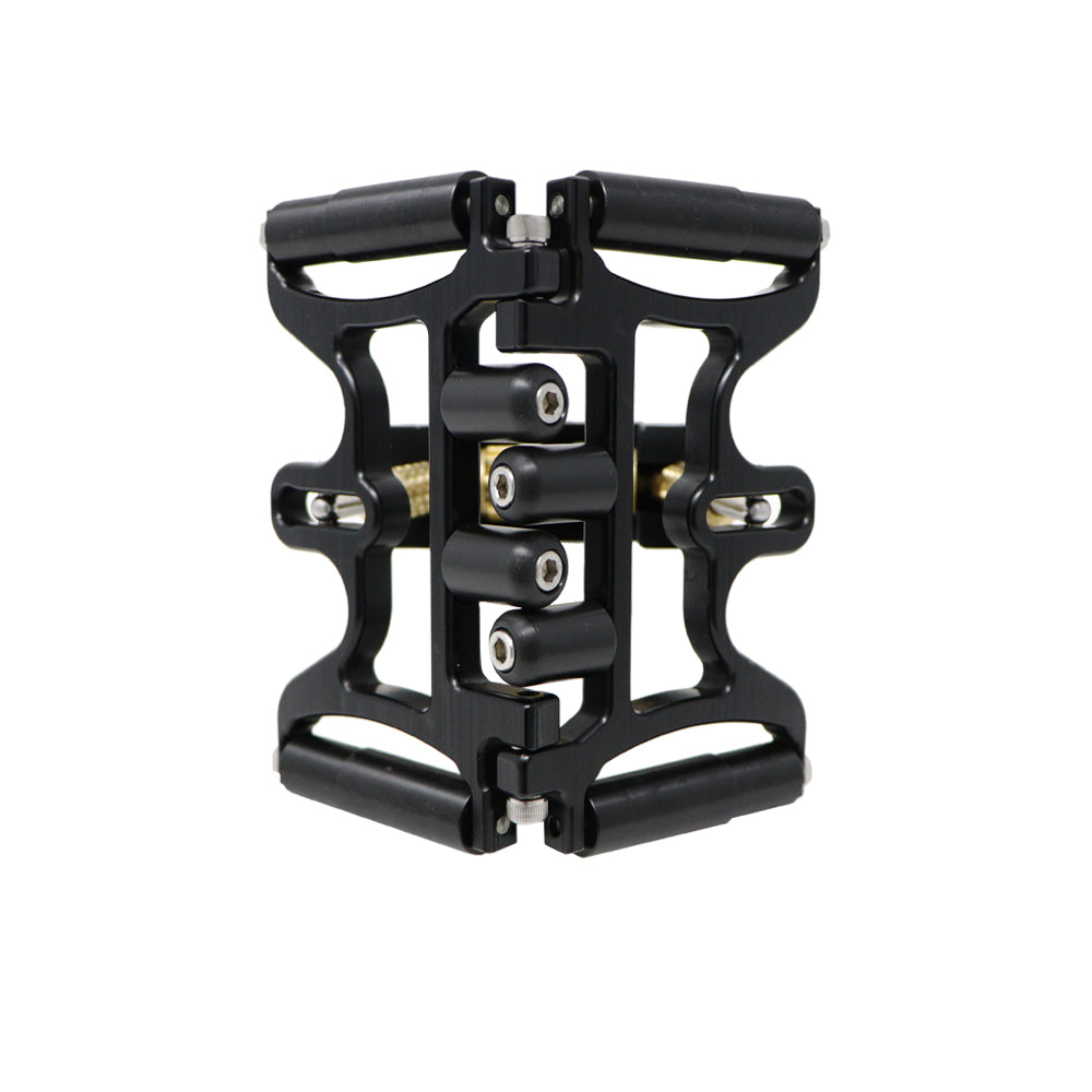 Black Columbia Corner Cobra made from billet aluminum and steel components with a black finish, front view