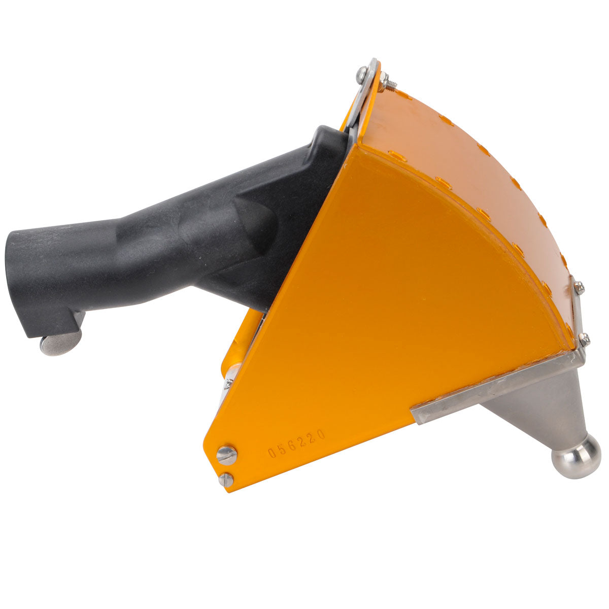 7-inch TapeTech Corner Applicator Box with gold finish, stainless steel cone, and black handle adapter, left side