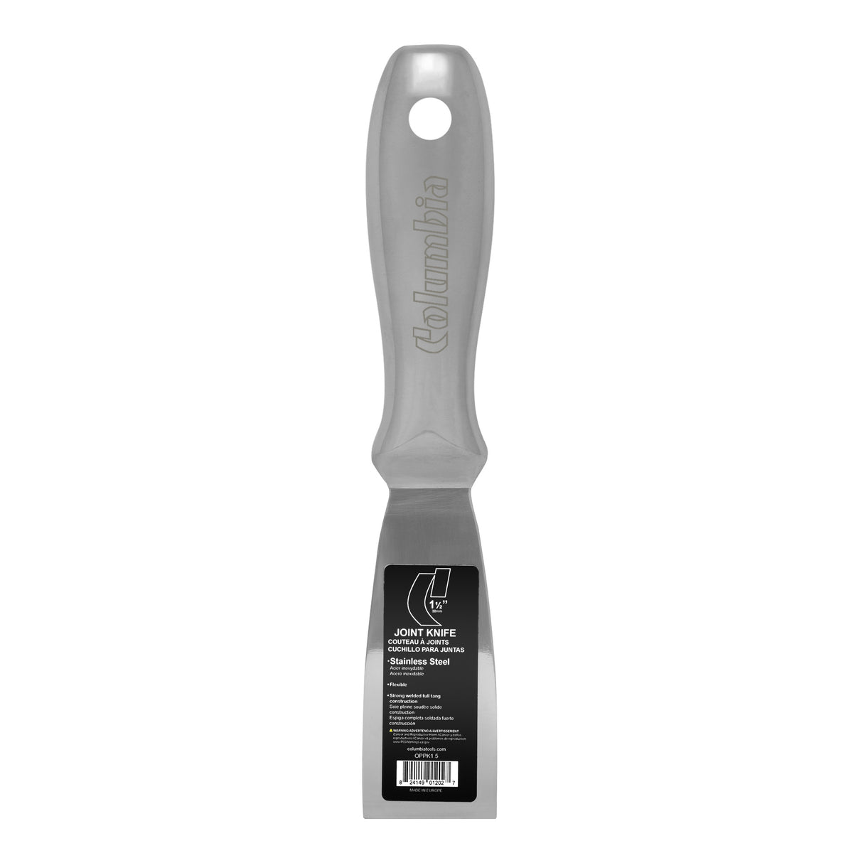 1.5-inch Columbia One Piece Putty Knife made with stainless steel blade, one-piece handle, and full tang construction