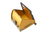 Open 10-inch TapeTech MAXXBOX Extra High Capacity Flat Box with gold aluminum body, brass blade holder, and crown control