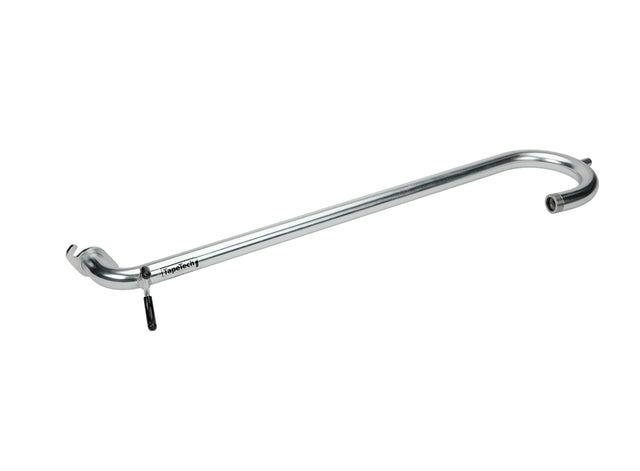 Steel TapeTech 85XLTT Extra Long Gooseneck Adapter with black rubber sleeves on automatic taper holder, quarter view