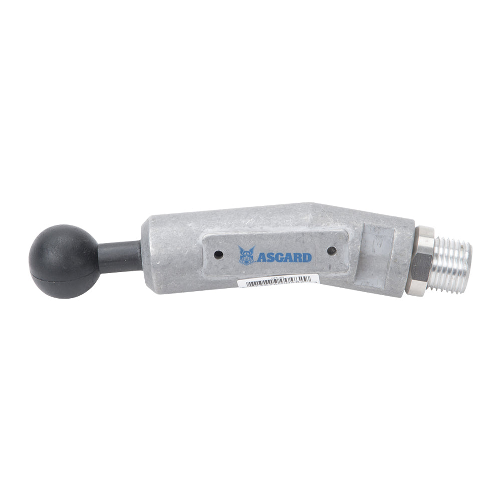 Grey Asgard Angle Head Adaptor with black ball bearing and thread attachement, side view