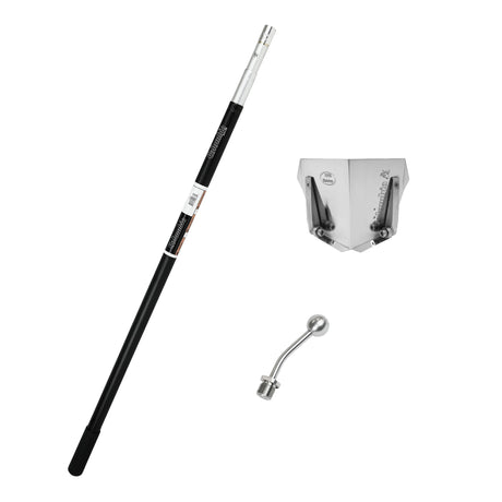 Semi-automatic Columbia taping set with twist and lock handle, angle head adaptor, and 3-inch standard flusher