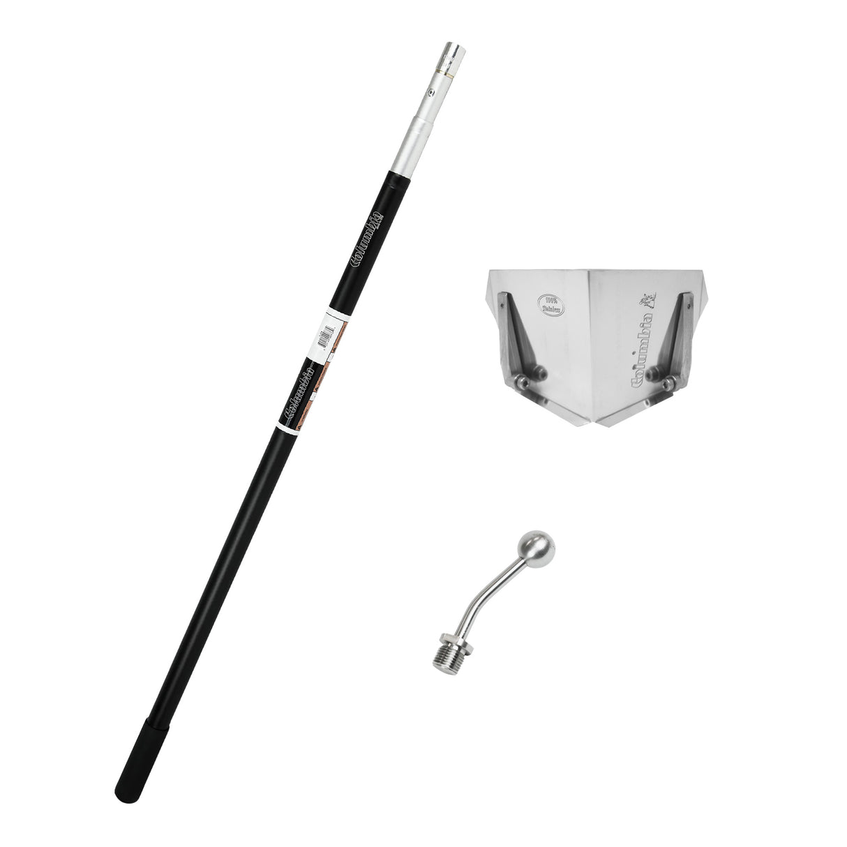 Semi-automatic Columbia taping set with twist and lock handle, angle head adaptor, and 3.5-inch standard flusher