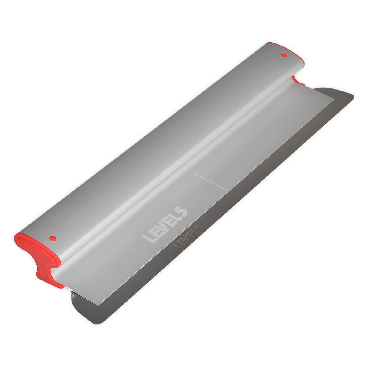 24-inch Level 5 Skimming Blade with a stainless steel blade, red composite end caps, and a grey plastic body
