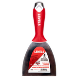 4-inch Level 5 Stainless Steel Joint Knife with steel blade, red soft-grip handle, metal hammer end, and hang hole