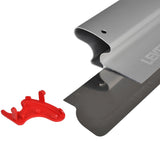 Close-up of grey Level 5 Skimming blade with red end cap detatched and blade partially slid out