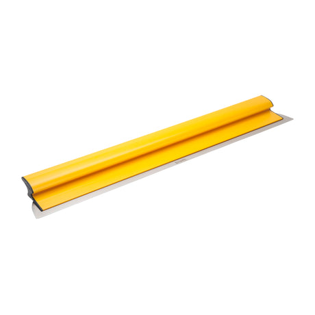 40-inch TapeTech Premium Finishing Knife with yellow composite frame, grey end caps, and stainless steel blade, quarter view