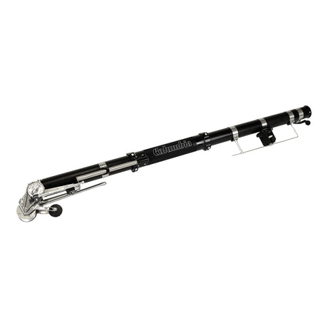 Side view of the Columbia Automatic Taper made from billet aluminum with a black painted finish, knurled grip, and steel blade and components